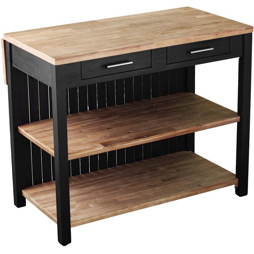 Black And Natural 44 Kitchen Island With Storage