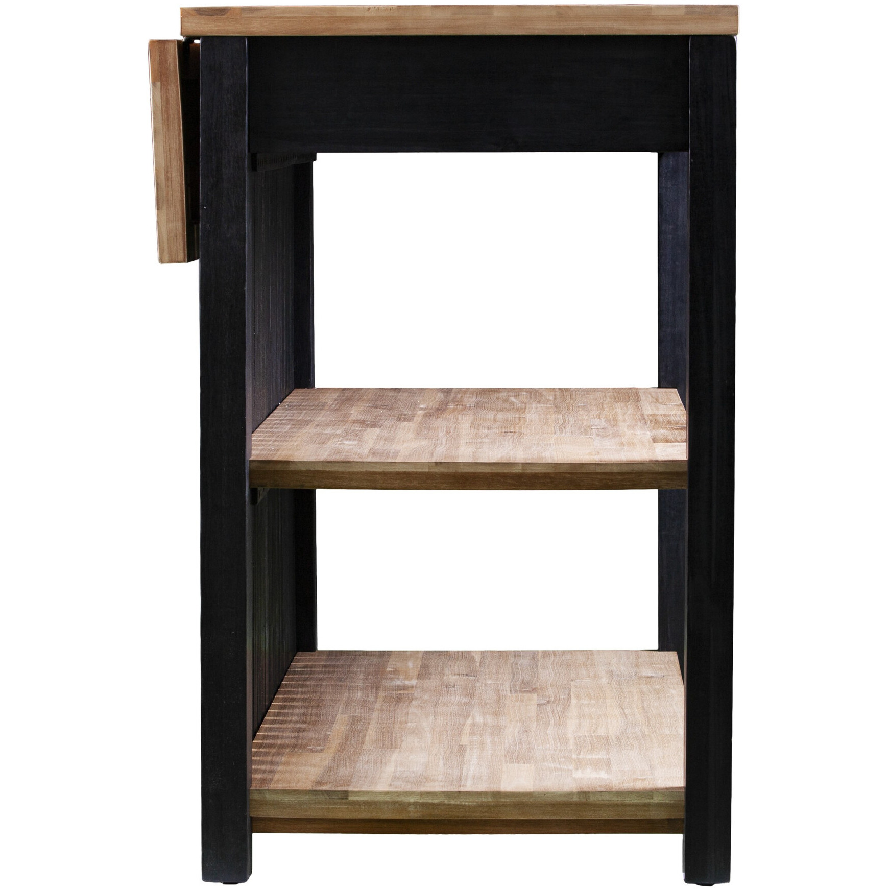 Black And Natural 44 Kitchen Island With Storage