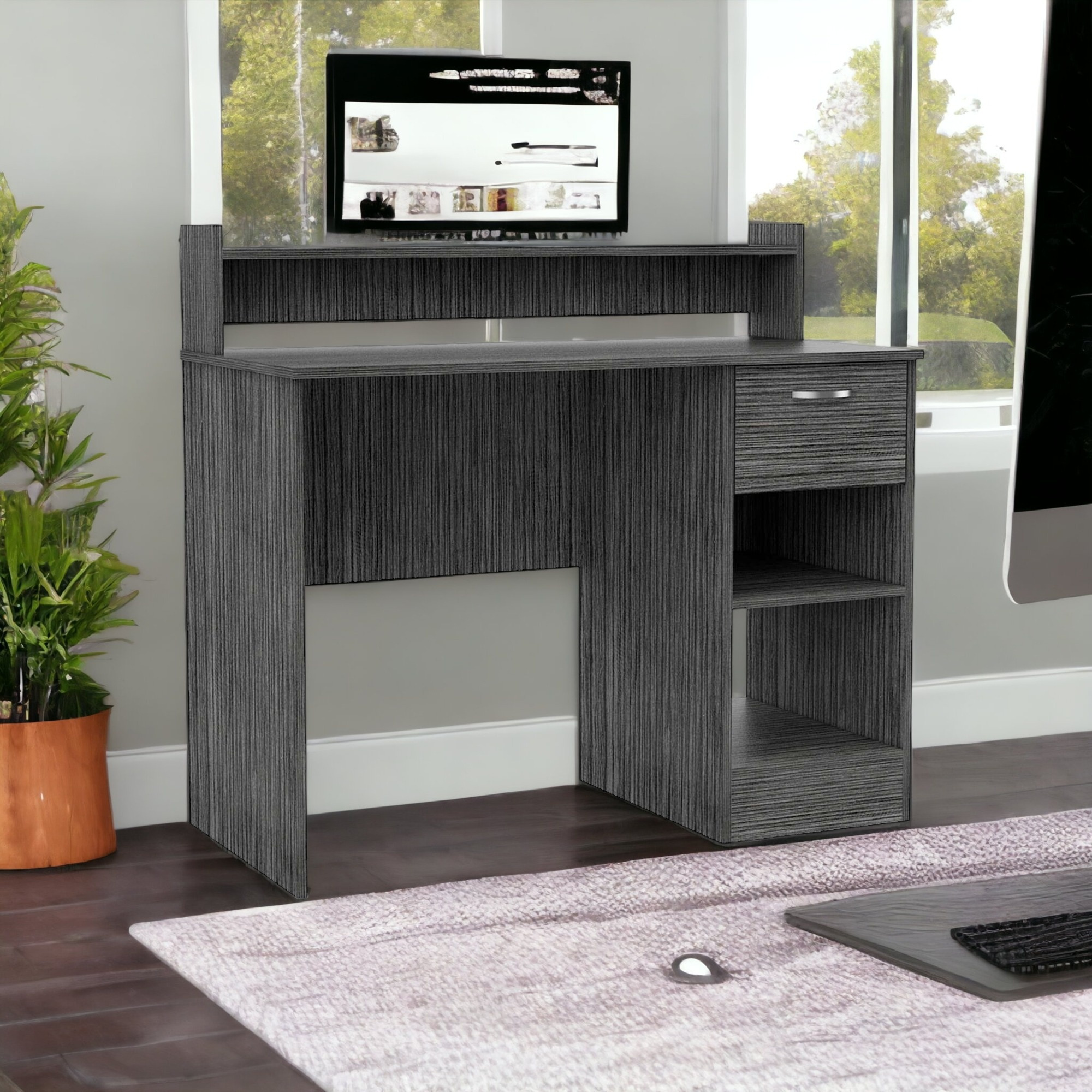 Luxin Smoky Oak Computer Desk
