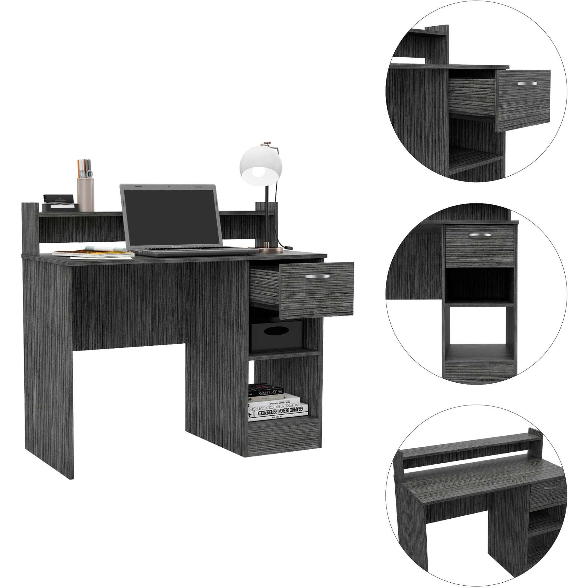 Luxin Smoky Oak Computer Desk