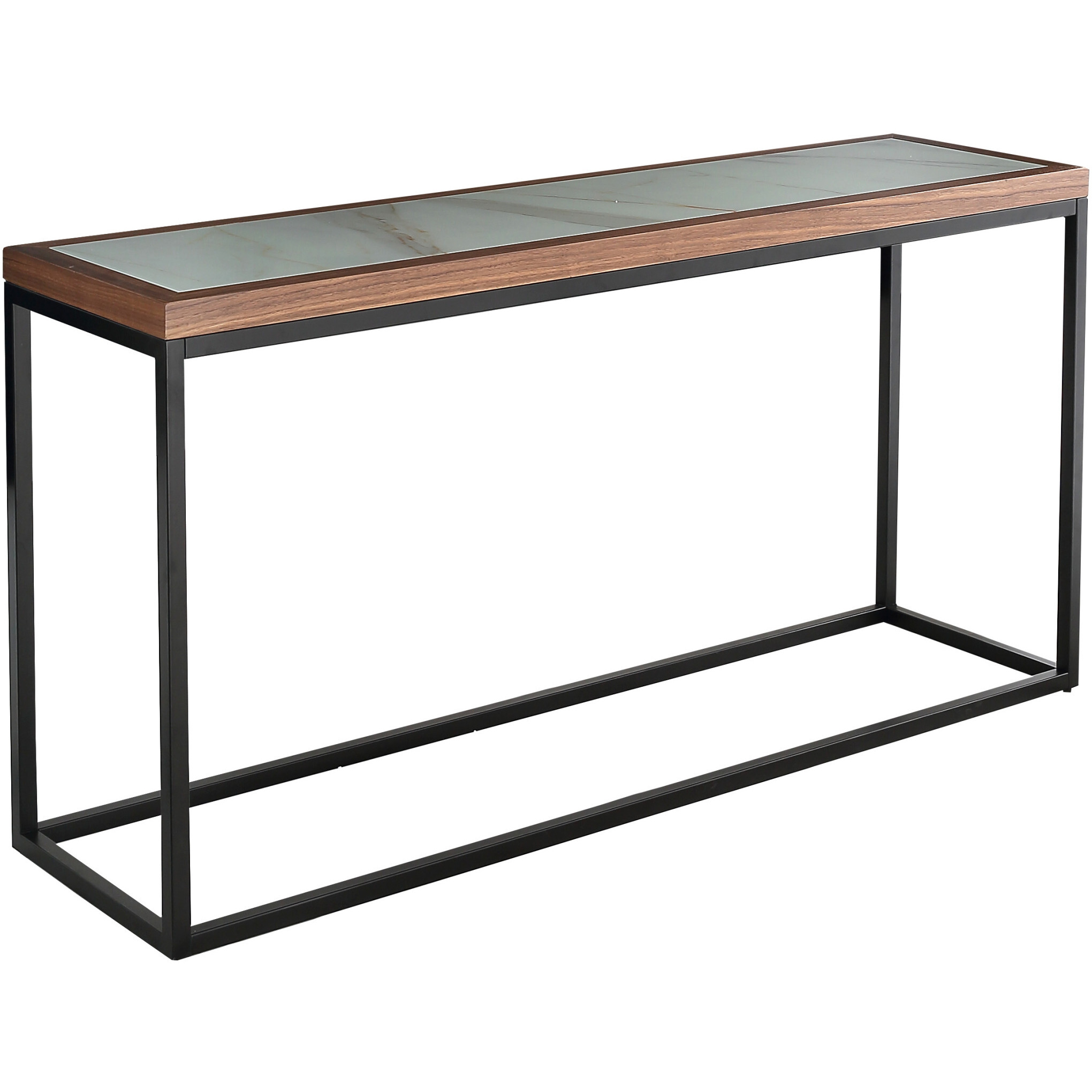 59 Brown And White And Black Glass Frame Console Table