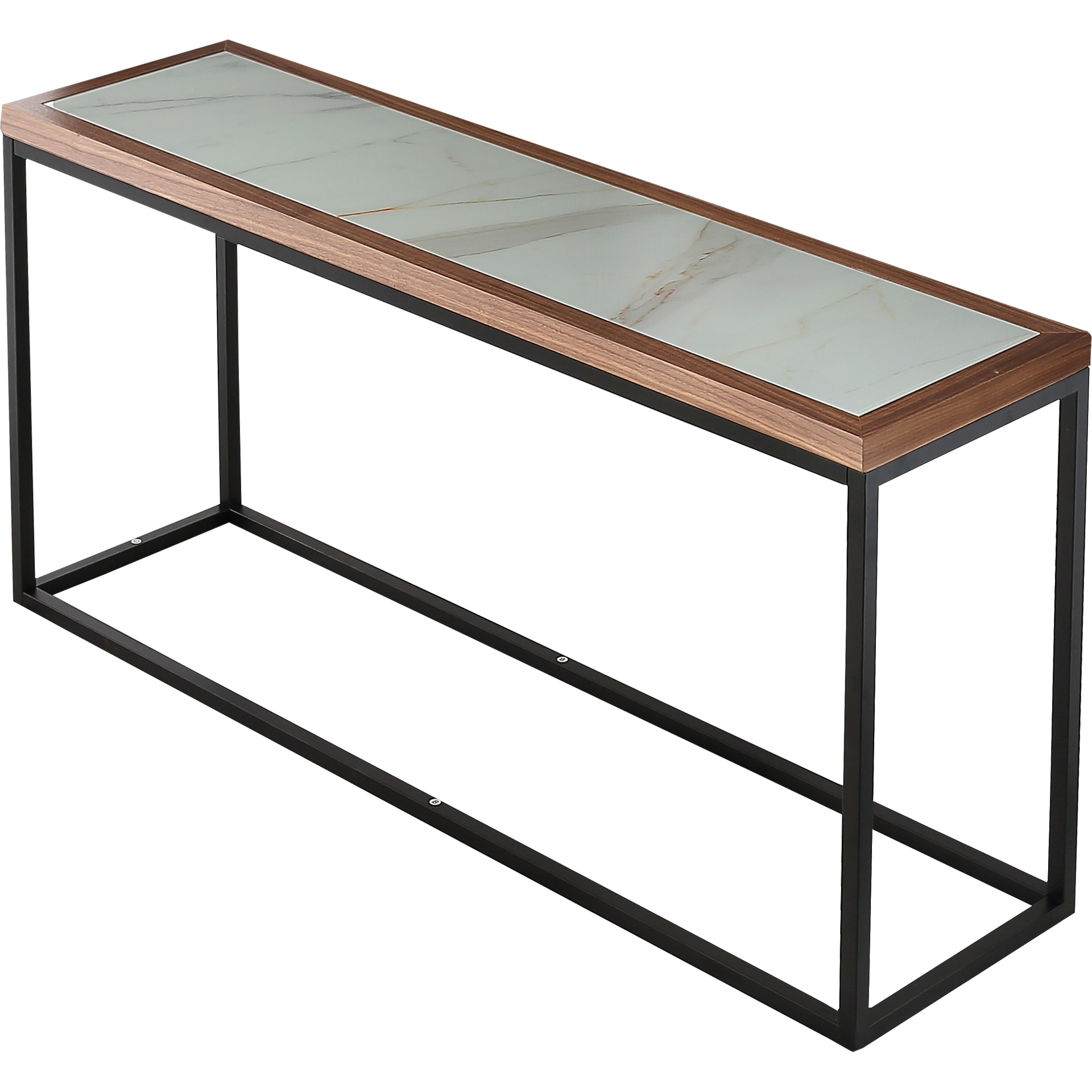 59 Brown And White And Black Glass Frame Console Table