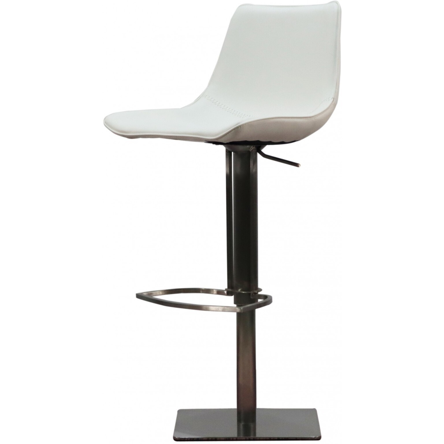 40 White Faux Leather And Stainless Steel Swivel Adjustable Height Bar Chair With Footrest