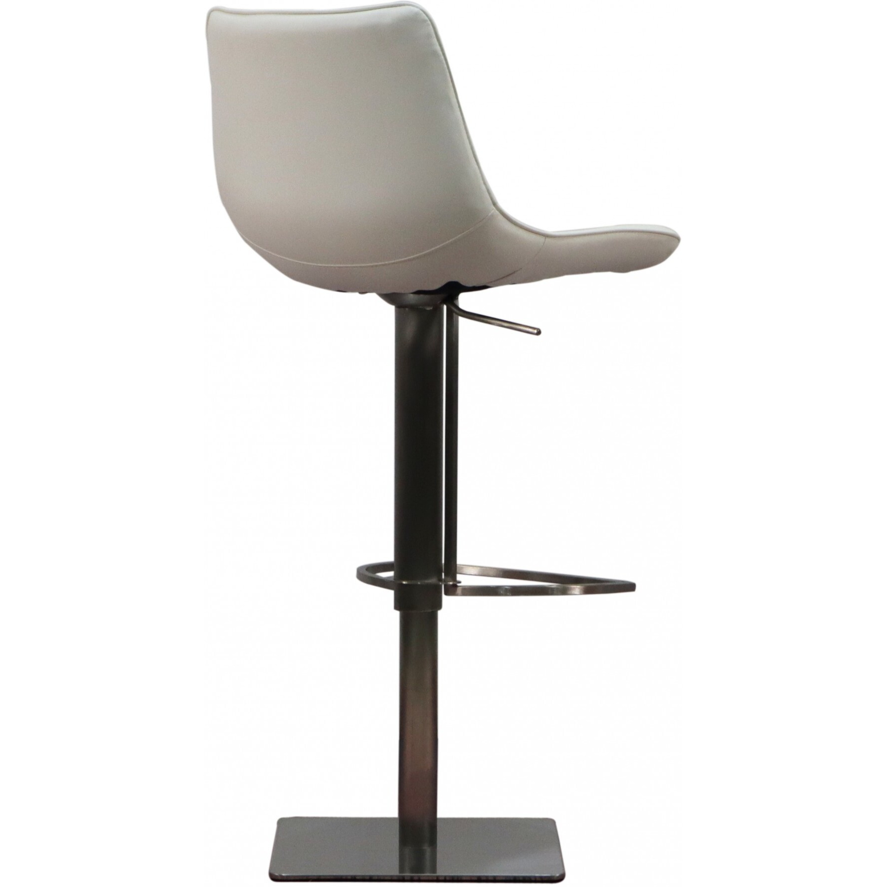 40 White Faux Leather And Stainless Steel Swivel Adjustable Height Bar Chair With Footrest