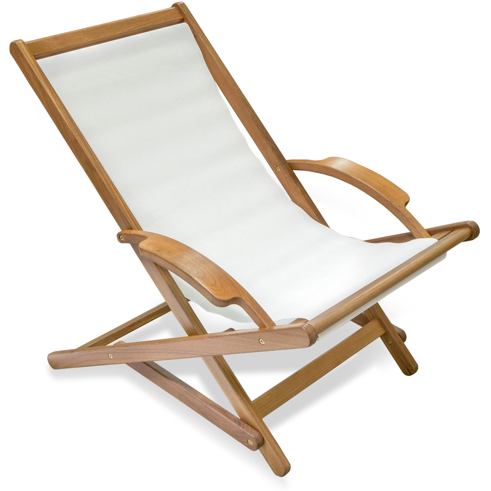 White And Brown Solid Wood Deck Chair