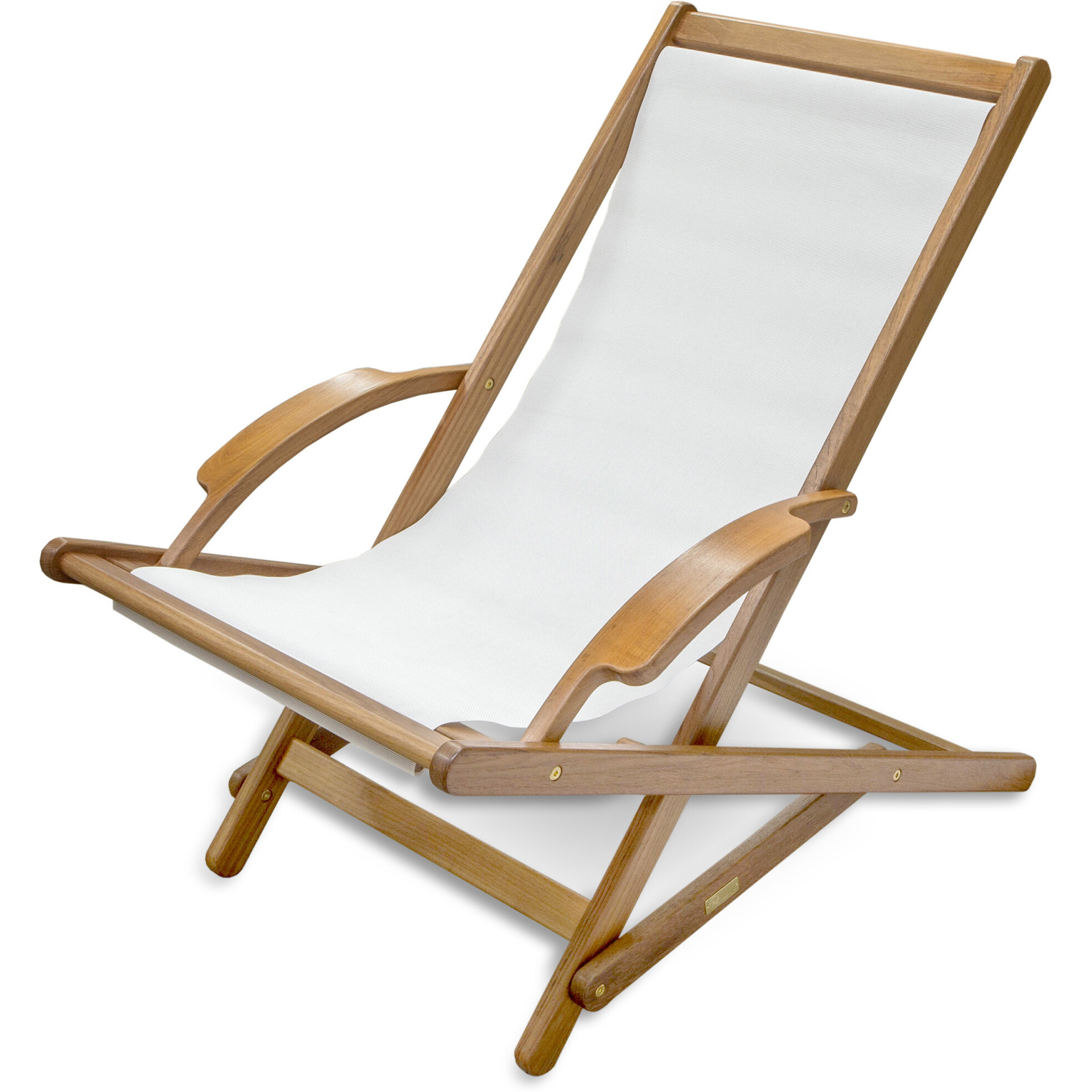 White And Brown Solid Wood Deck Chair