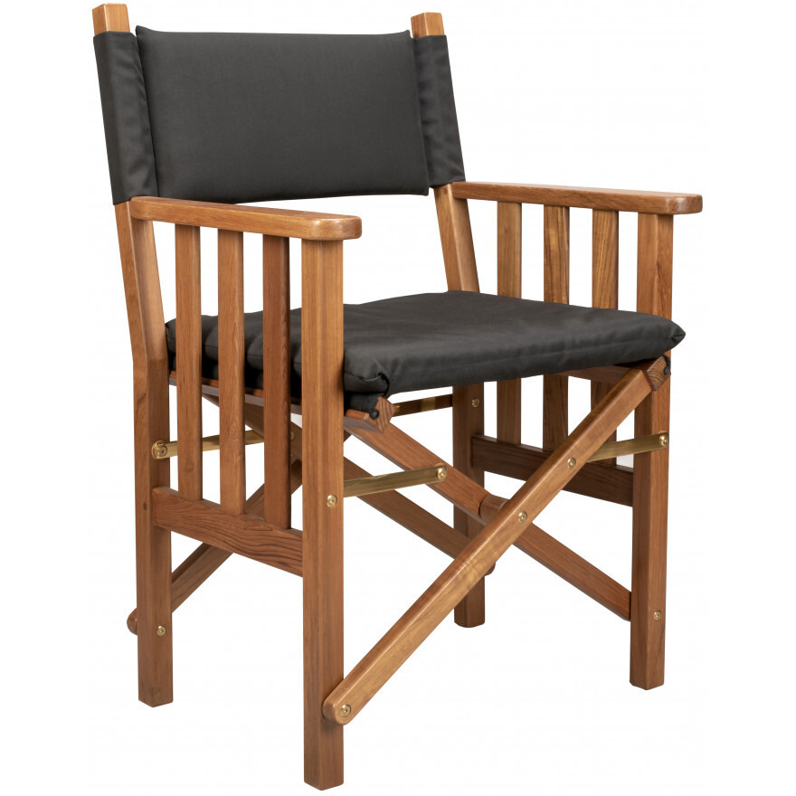 Black And Brown Solid Wood Director Chair With Cushion