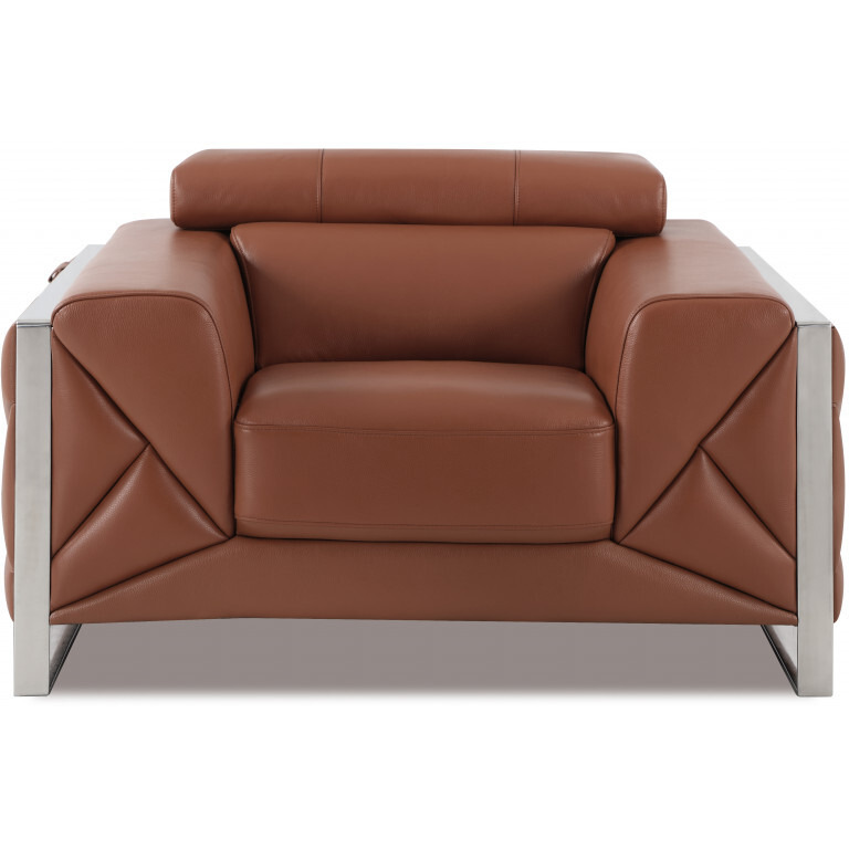 Three Piece Indoor Camel Italian Leather Six Person Seating Set