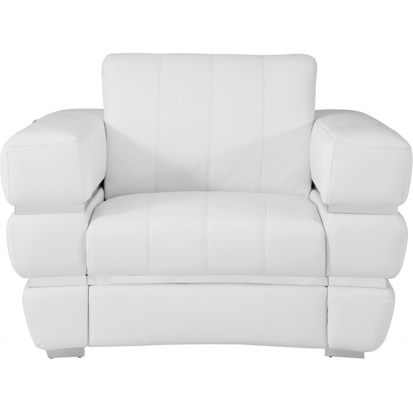 Three Piece Indoor White Italian Leather Six Person Seating Set