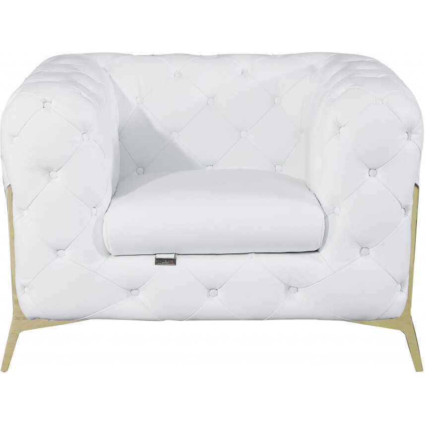 Three Piece Indoor White Italian Leather Six Person Seating Set