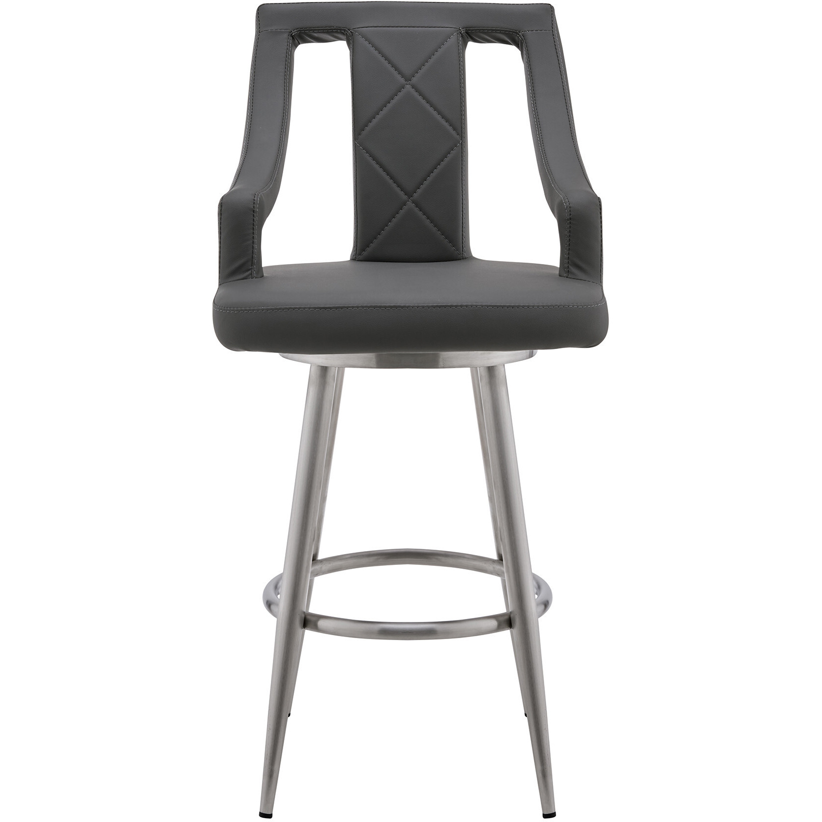 41 Gray Faux Leather And Iron Swivel Counter Height Bar Chair