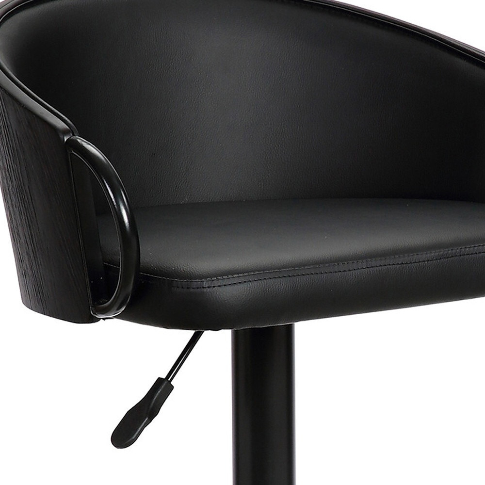 40 Black Faux Leather And Iron Swivel Low Back Adjustable Height Bar Chair With Footrest