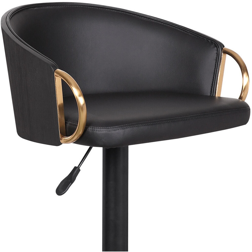 40 Black Faux Leather And Iron Swivel Low Back Adjustable Height Bar Chair With Footrest