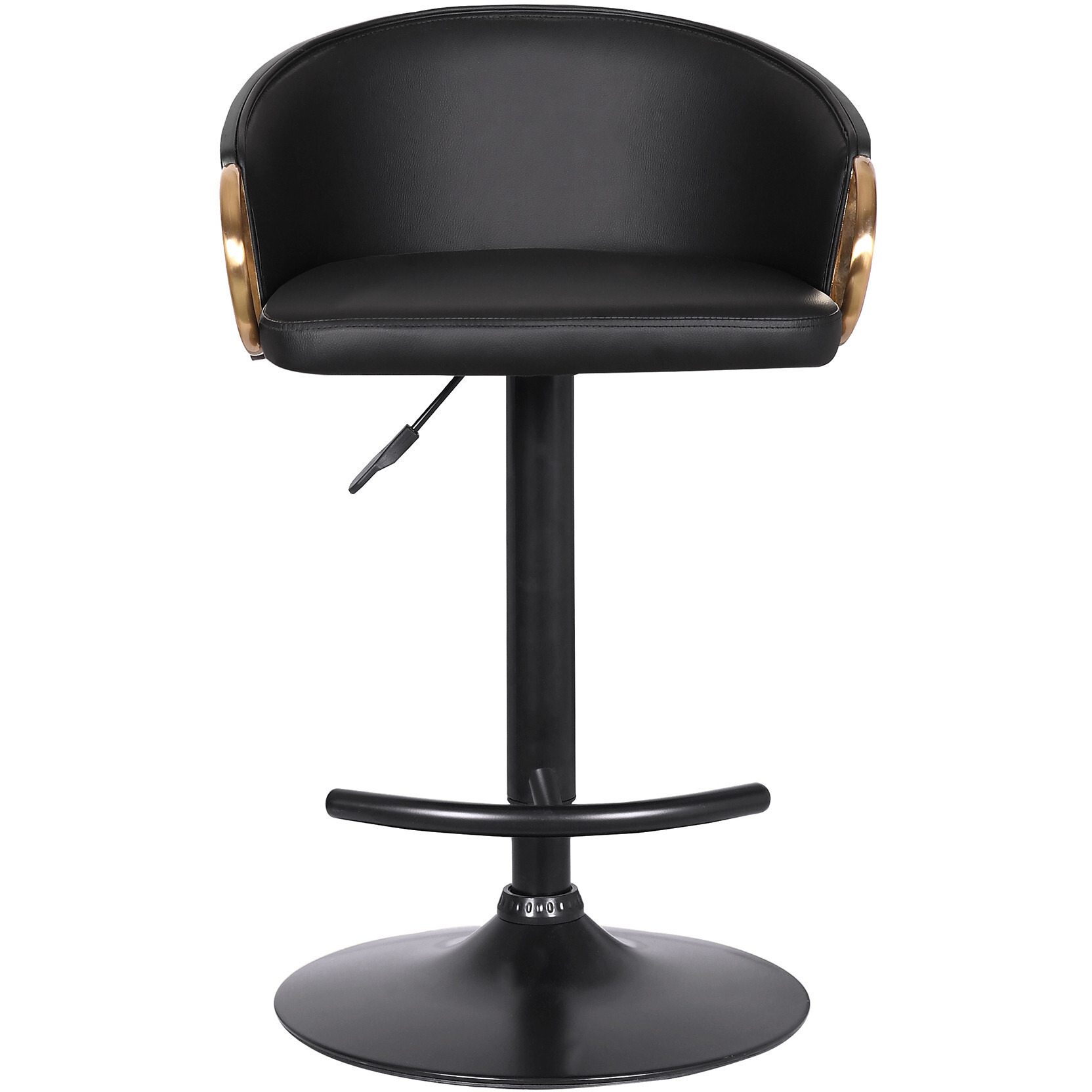 40 Black Faux Leather And Iron Swivel Low Back Adjustable Height Bar Chair With Footrest
