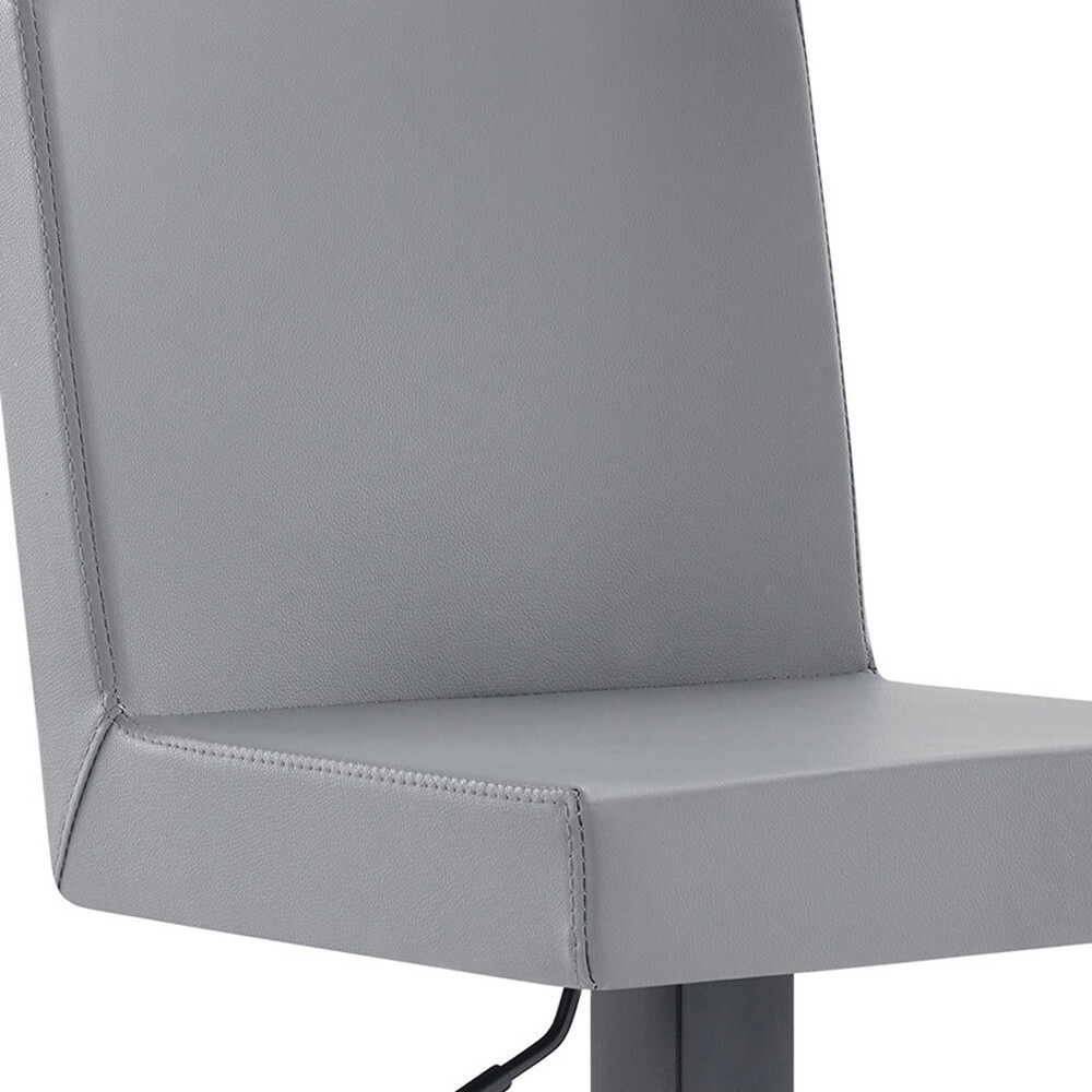 44 Gray Faux Leather And Iron Swivel Adjustable Height Bar Chair