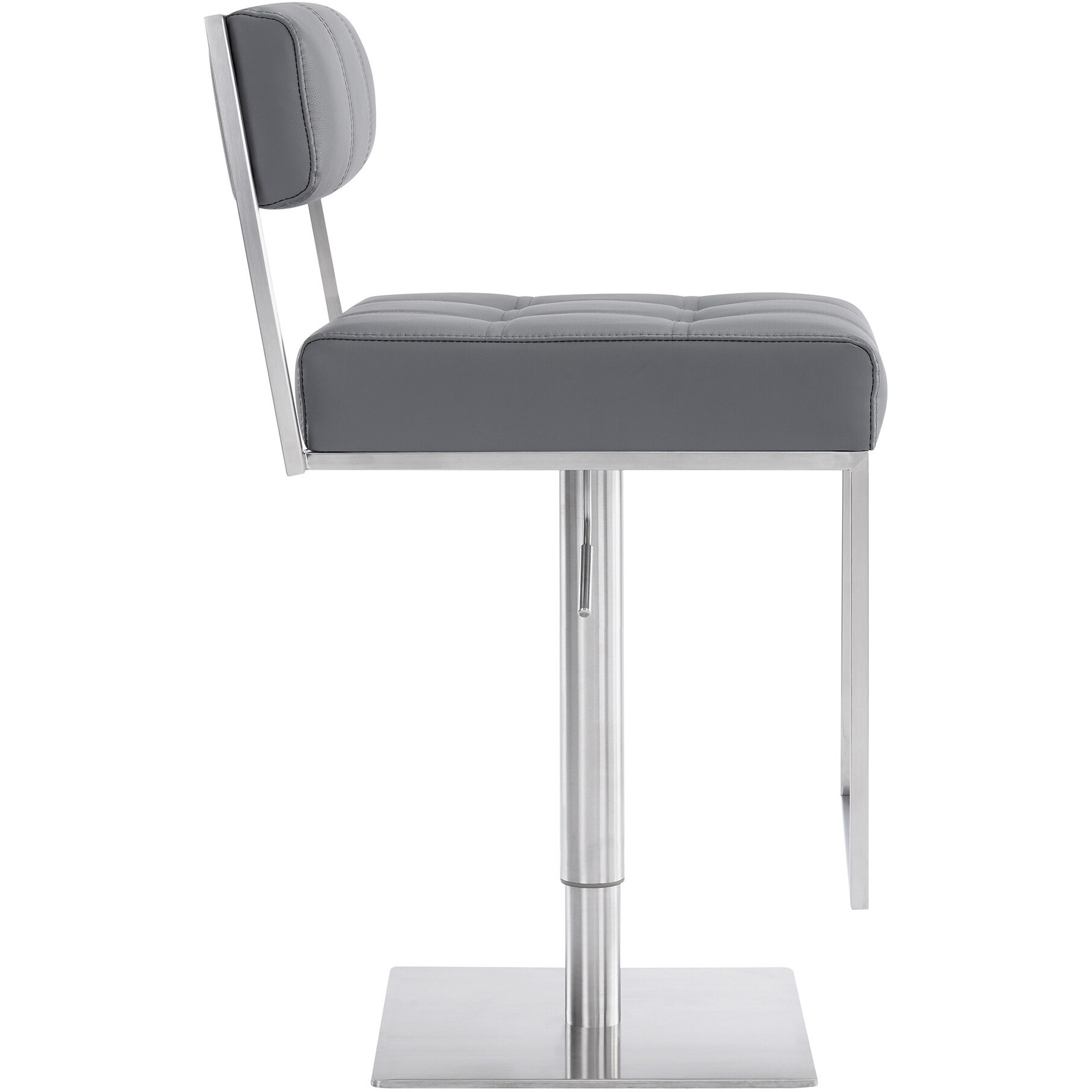 44 Gray Faux Leather And Iron Swivel Adjustable Height Bar Chair