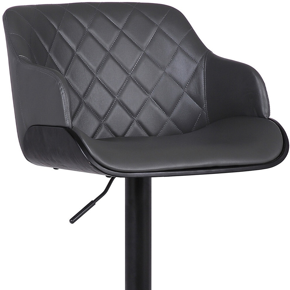 44 Gray Faux Leather And Iron Swivel Adjustable Height Bar Chair