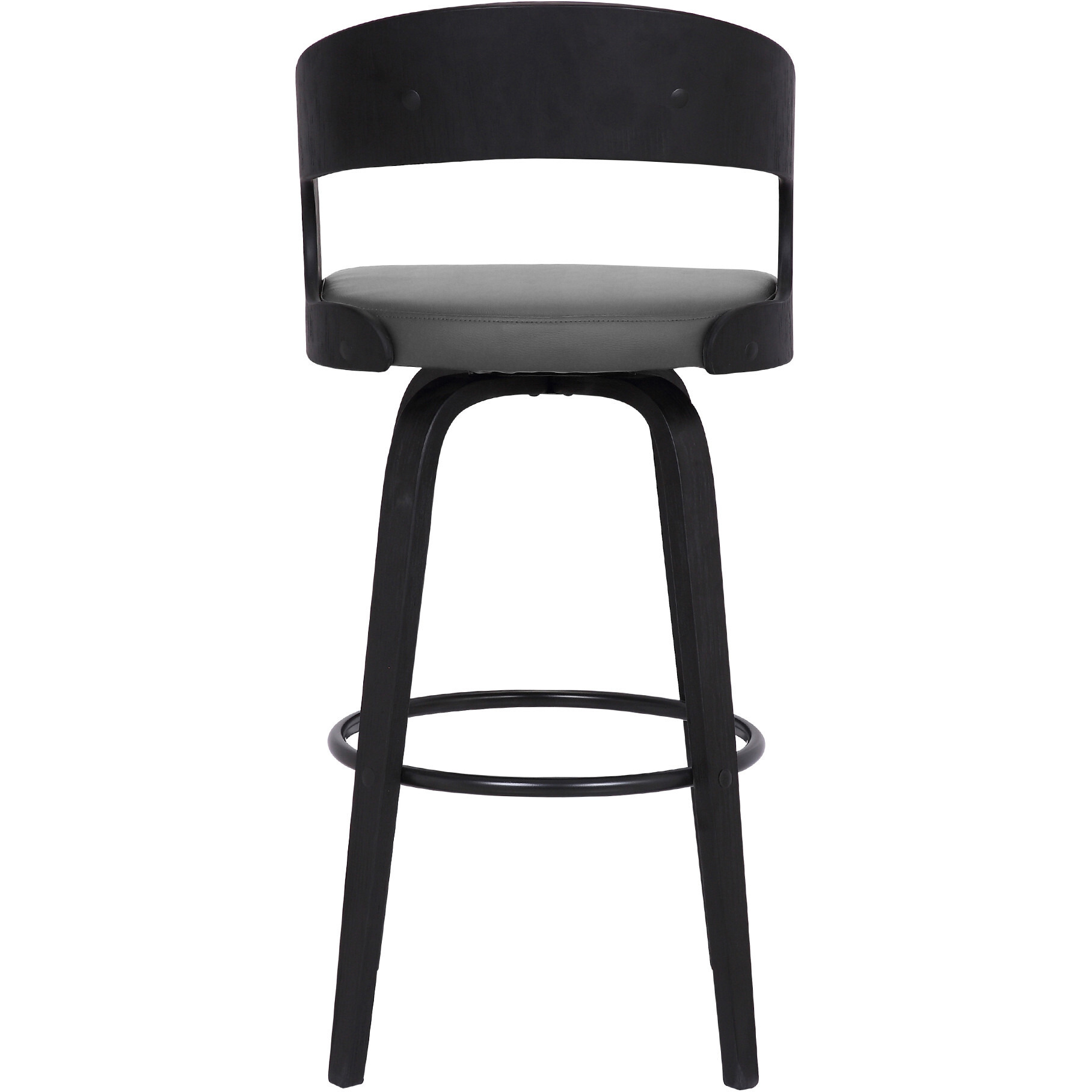 37 Gray Faux Leather And Iron Swivel Counter Height Bar Chair