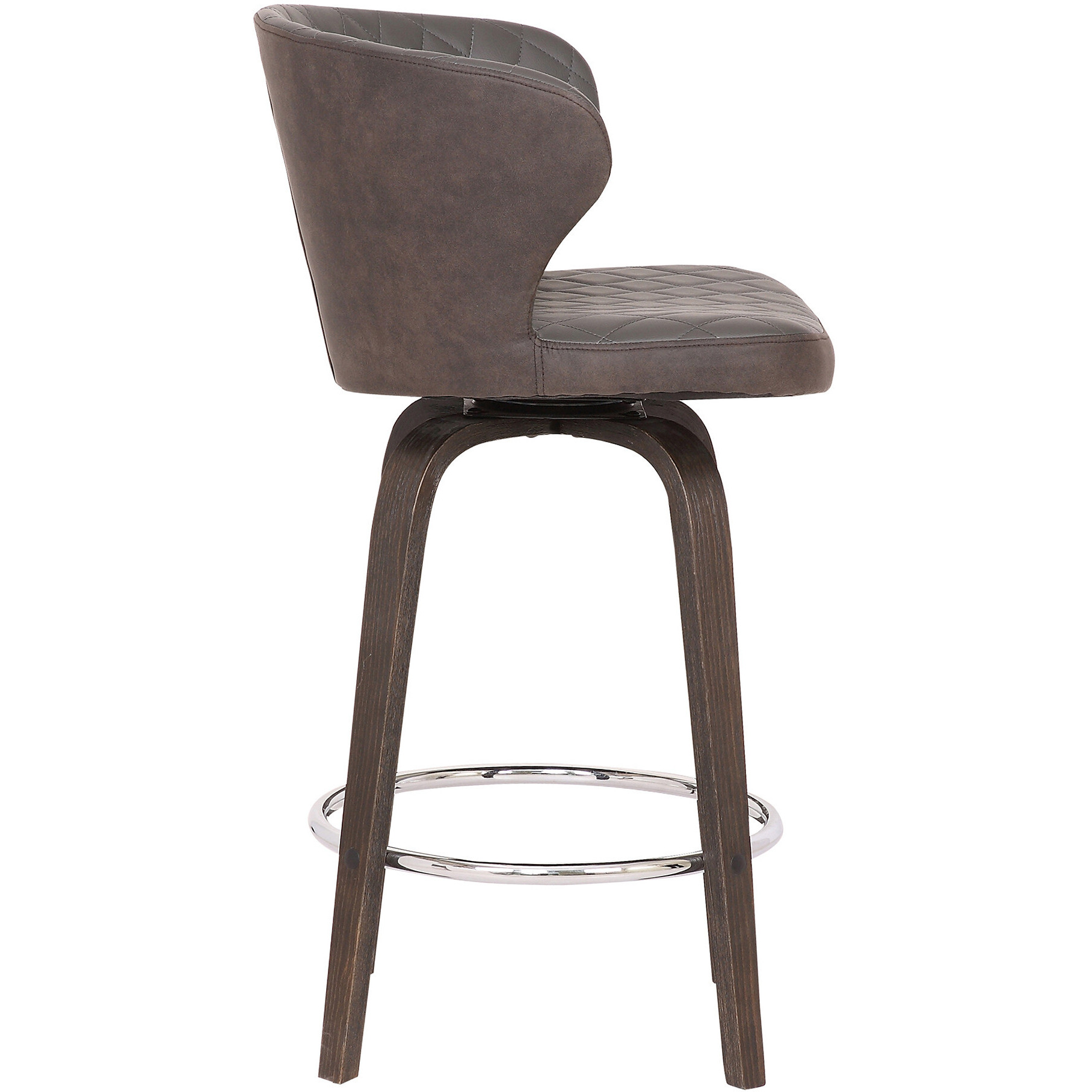 40 Brown Faux Leather And Iron Swivel Bar Height Chair
