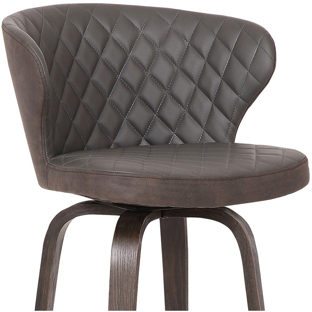 40 Brown Faux Leather And Iron Swivel Bar Height Chair