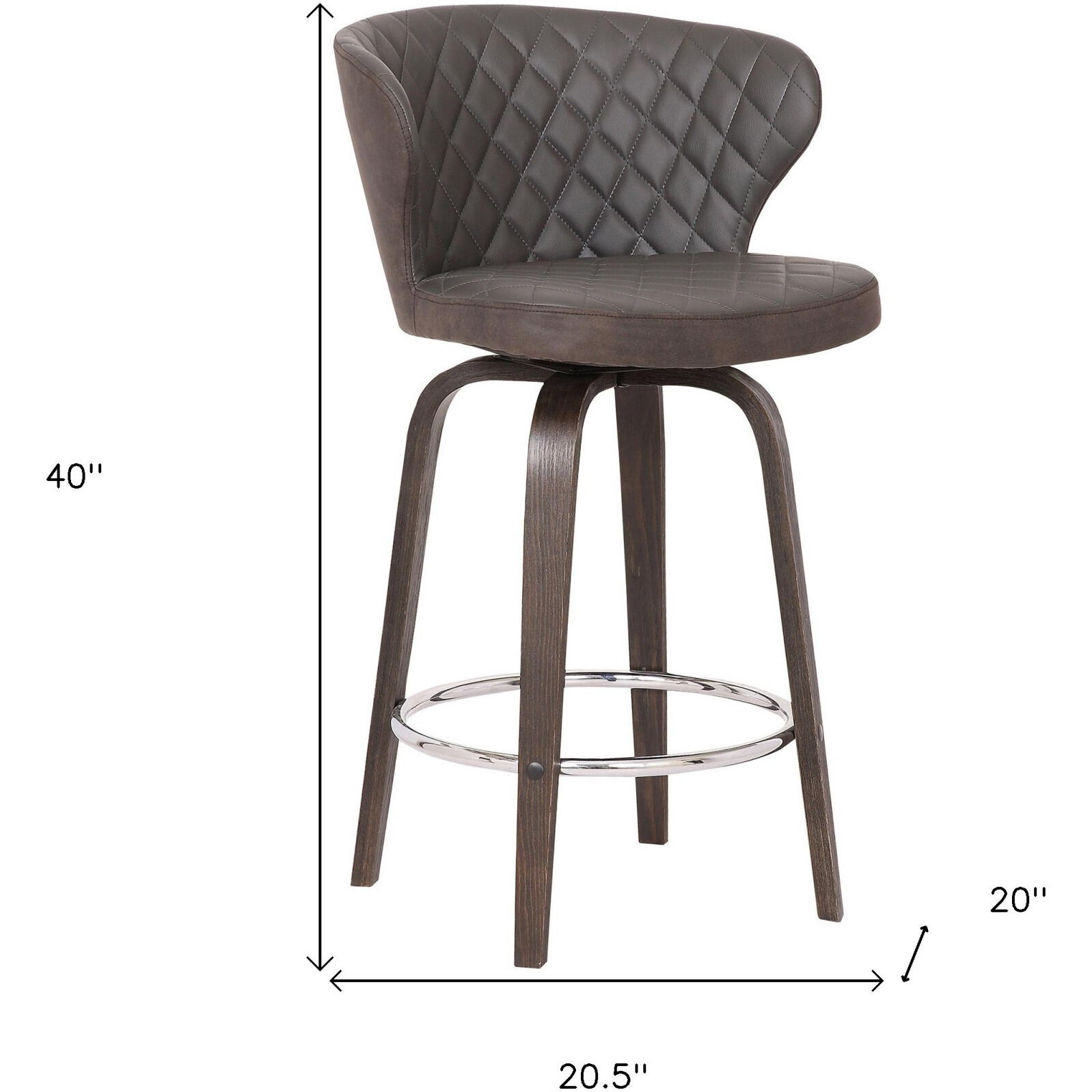40 Brown Faux Leather And Iron Swivel Bar Height Chair