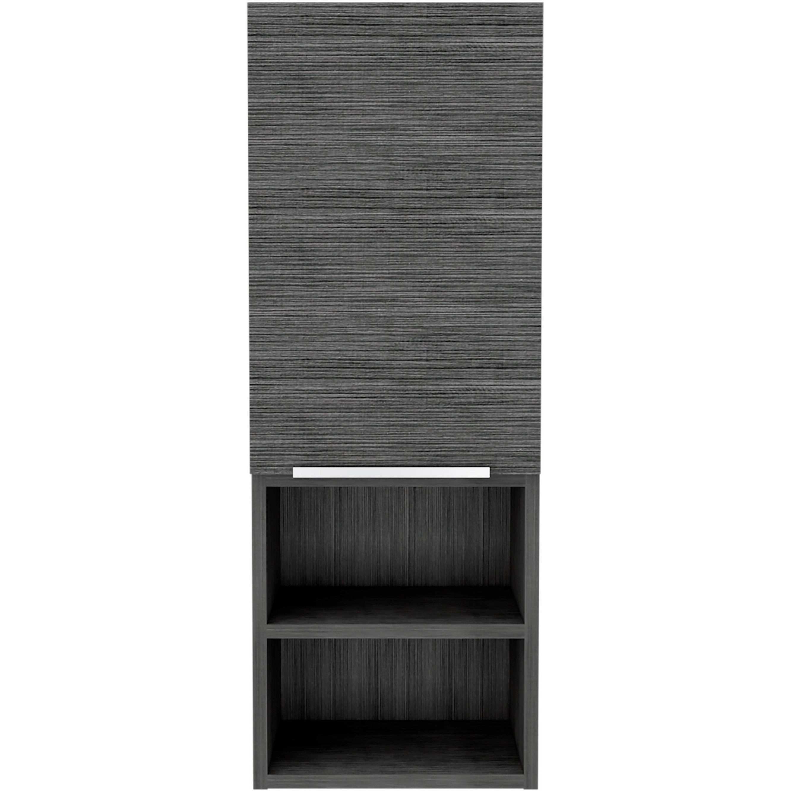 32 Smoky Gray Oak Accent Cabinet With Three Shelves