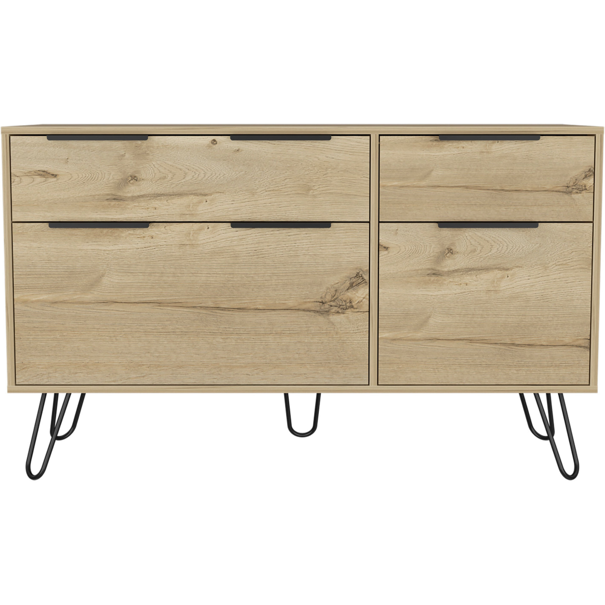 47 Brown And Black Four Drawer Double Dresser