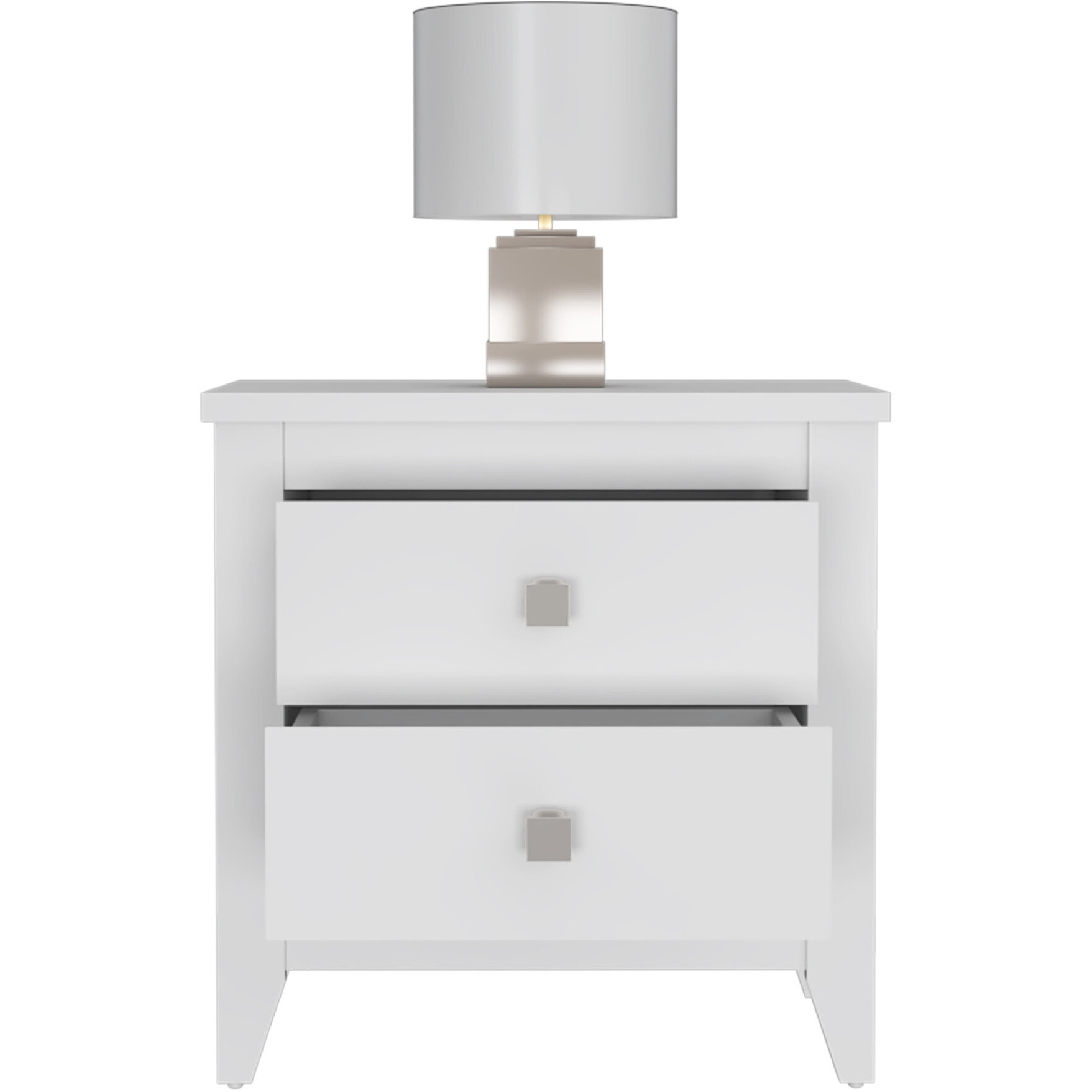 24 White Two Drawer Nightstand