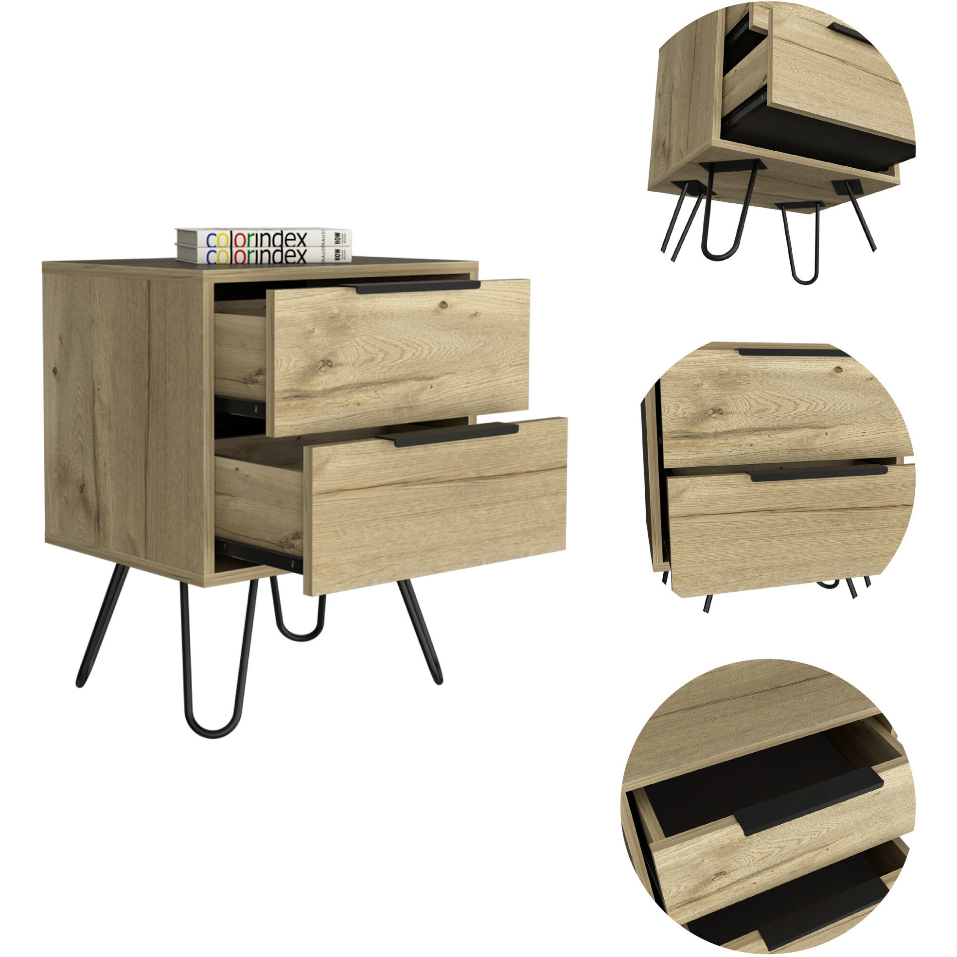 22 Light Oak Two Drawer Nightstand