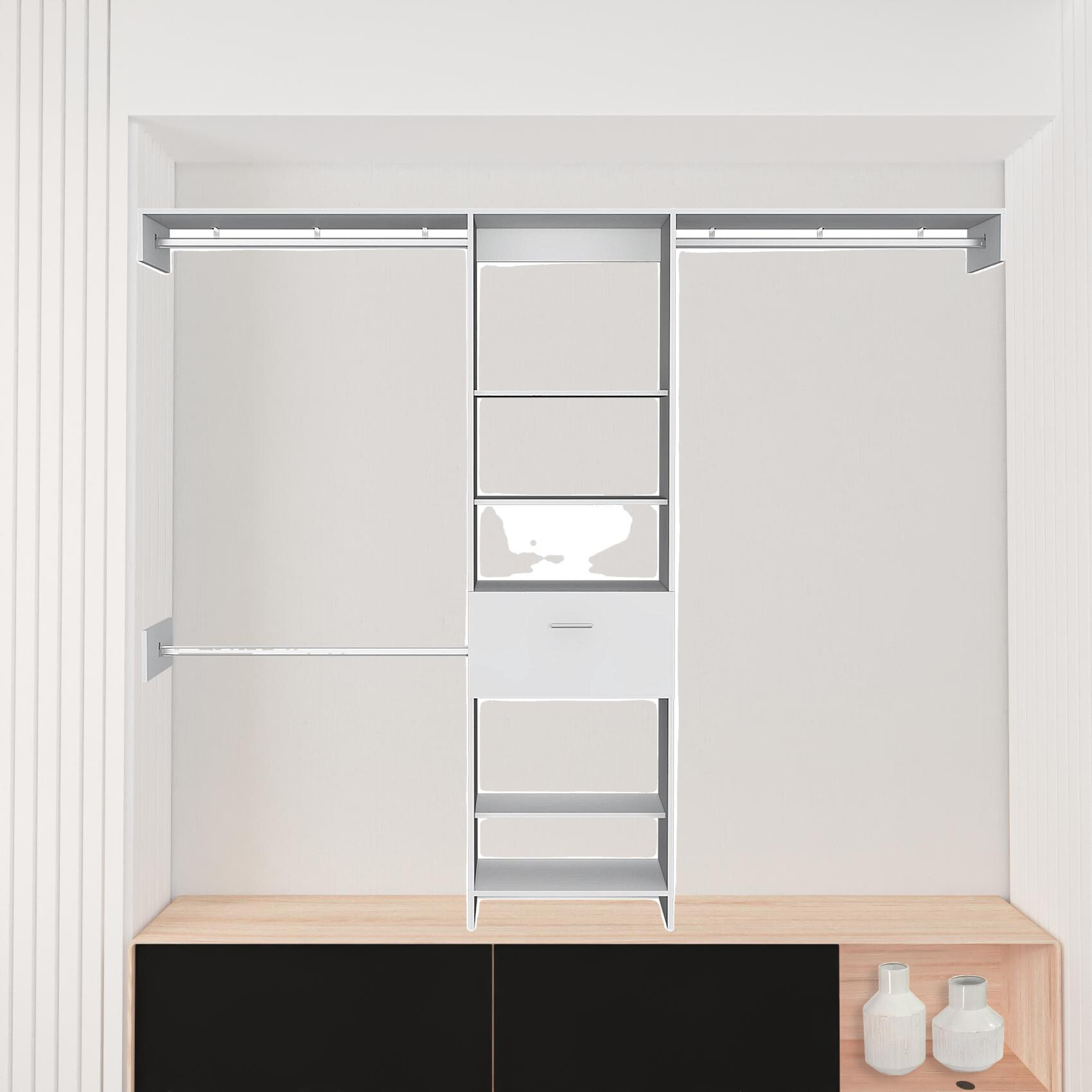 98 White Manufactured Wood Standard With Five Shelves And One Drawer