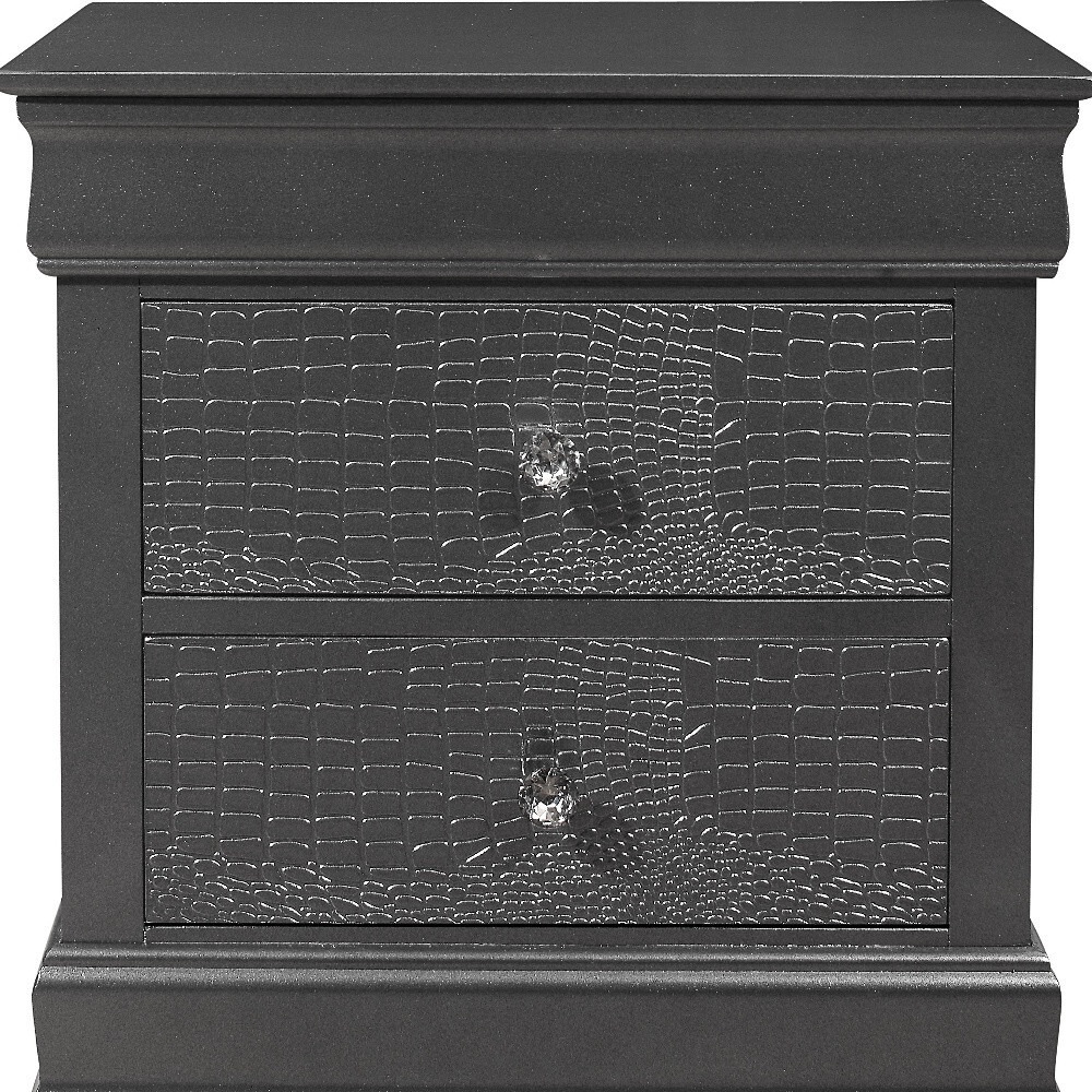 24 Gray Shagreen Two Drawer Solid Wood Nightstand