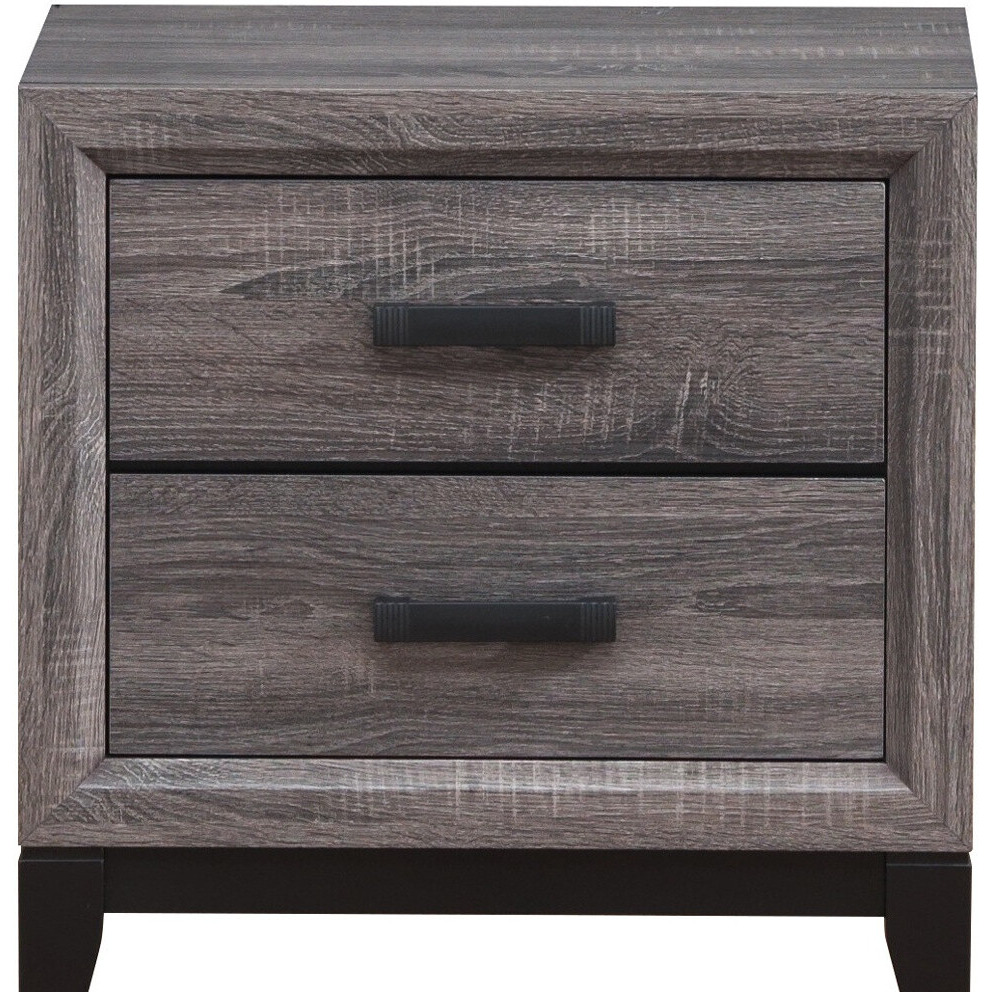 25 Gray Two Drawer Nightstand