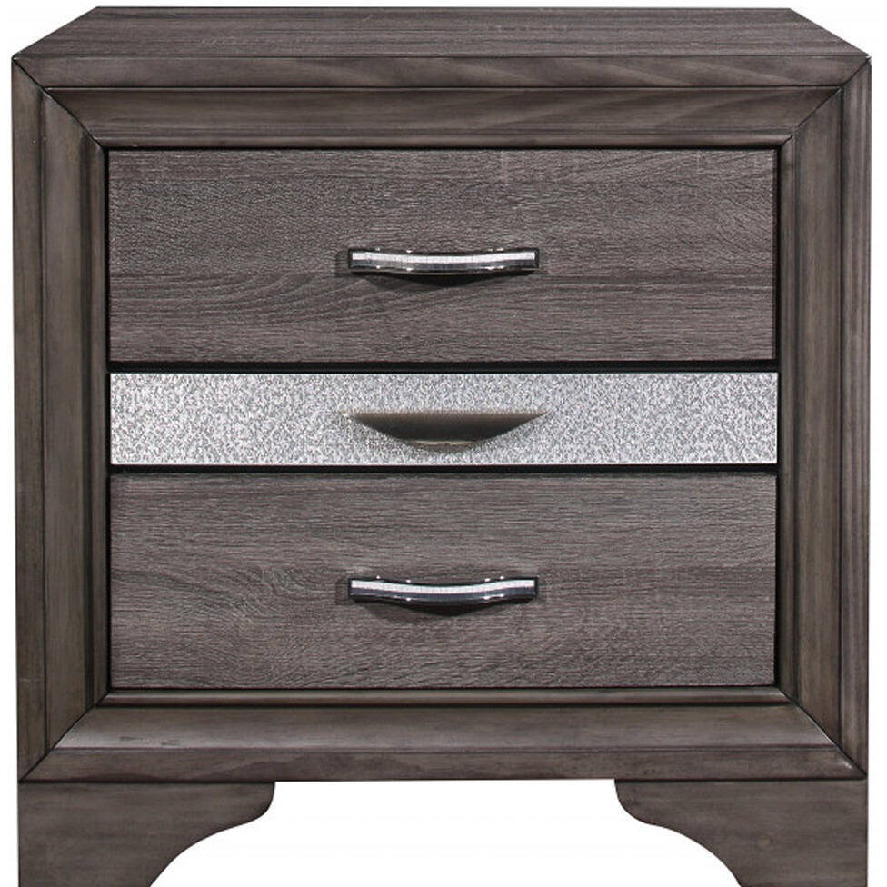 27 Gray Two Drawer Nightstand