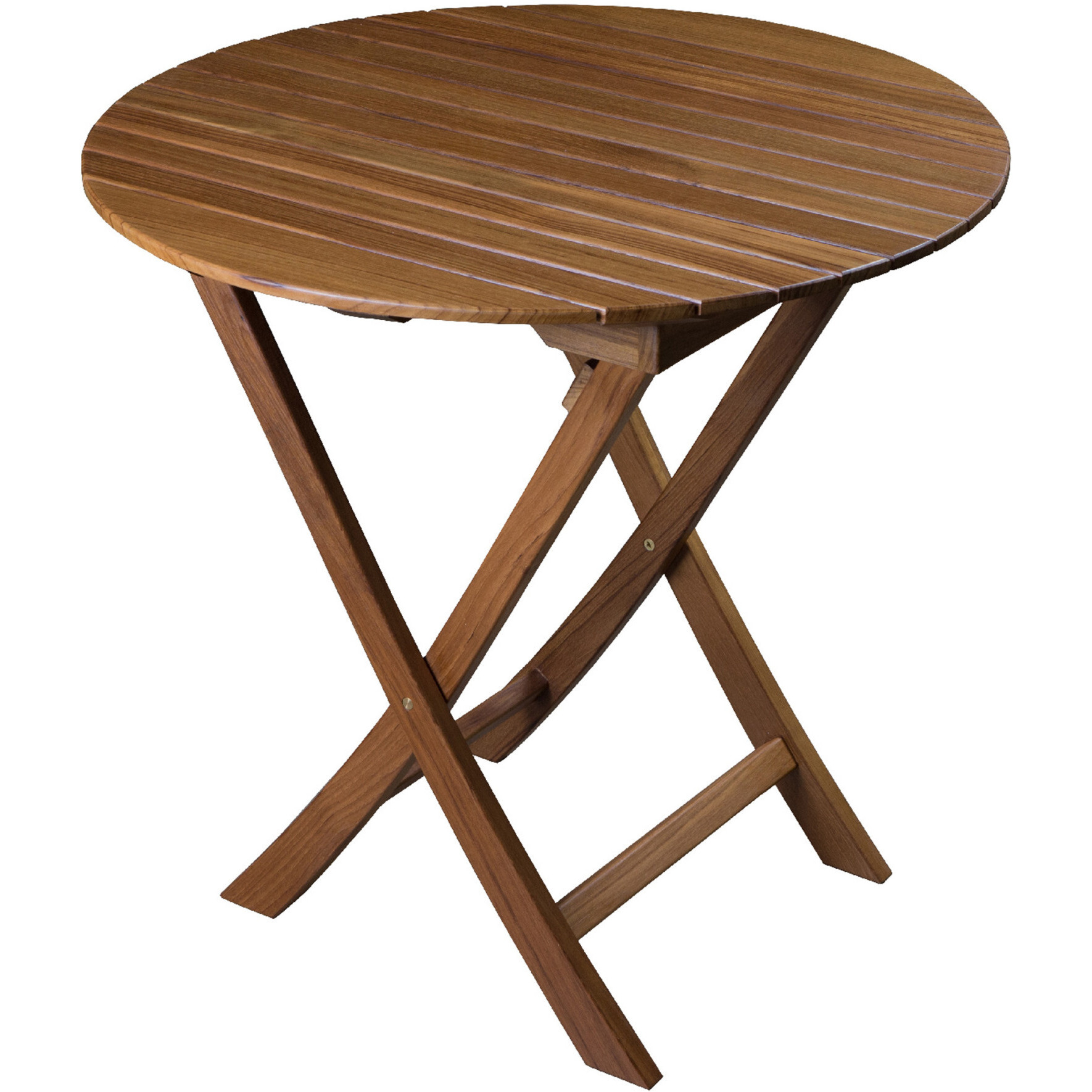 30 Brown Rounded Solid Wood Folding Outdoor Side Table