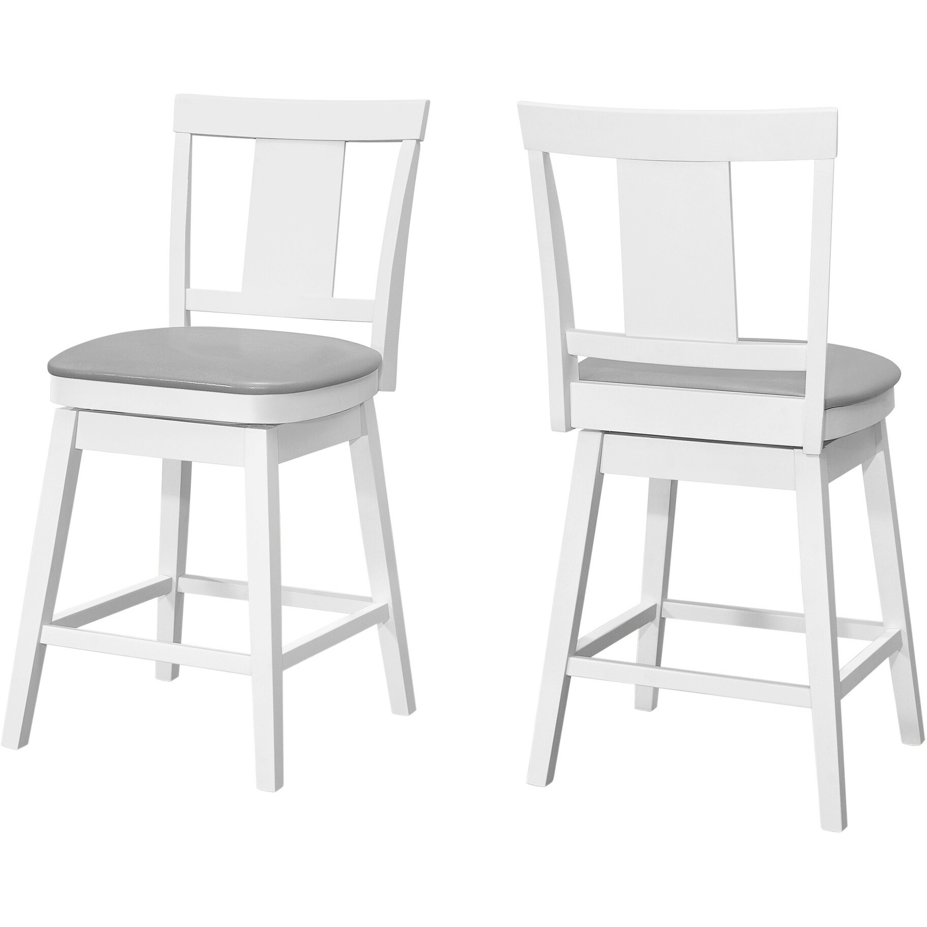 Set Of Two 39 Grey White Counter Height Swivel Full Back Bar Chairs