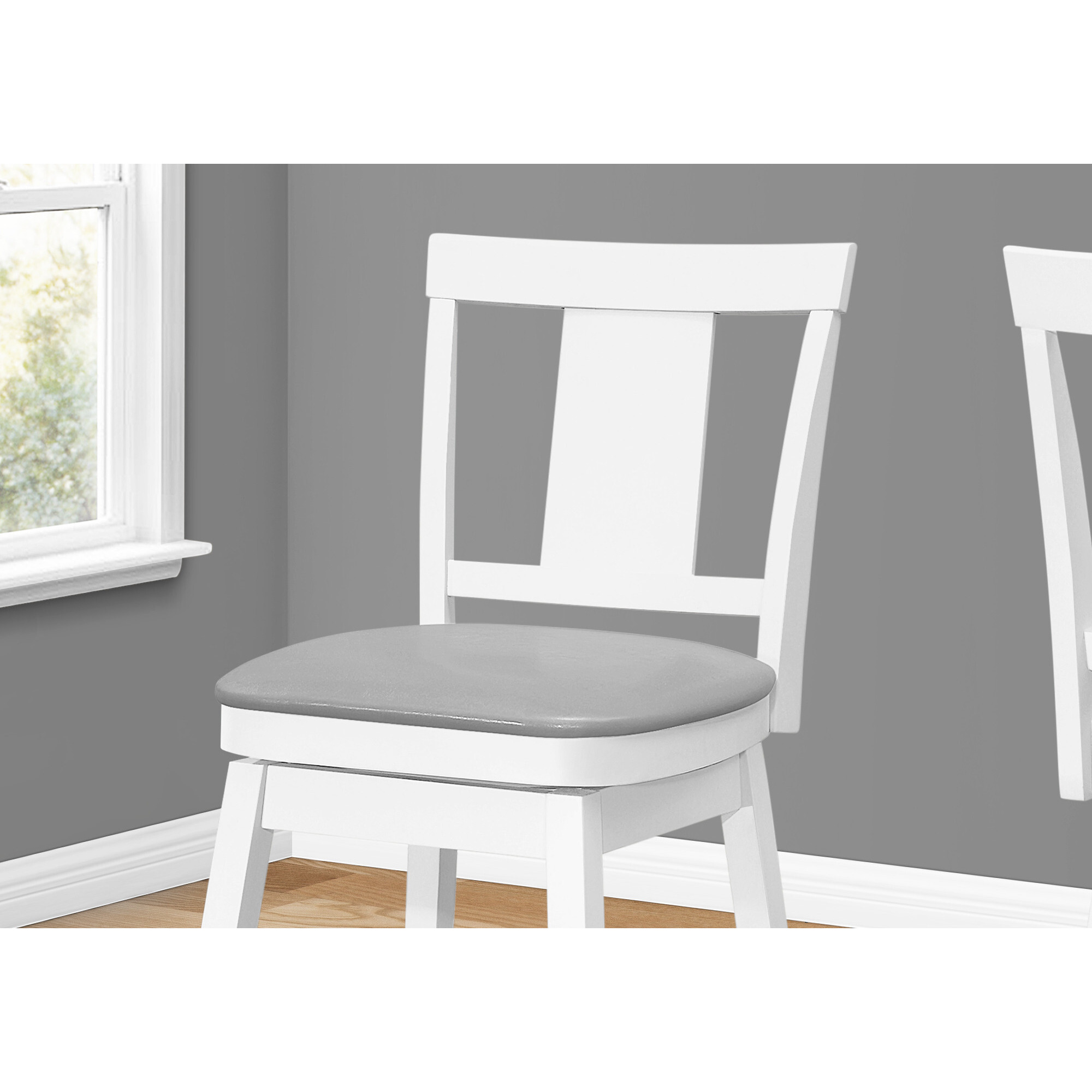 Set Of Two 39 Grey White Counter Height Swivel Full Back Bar Chairs