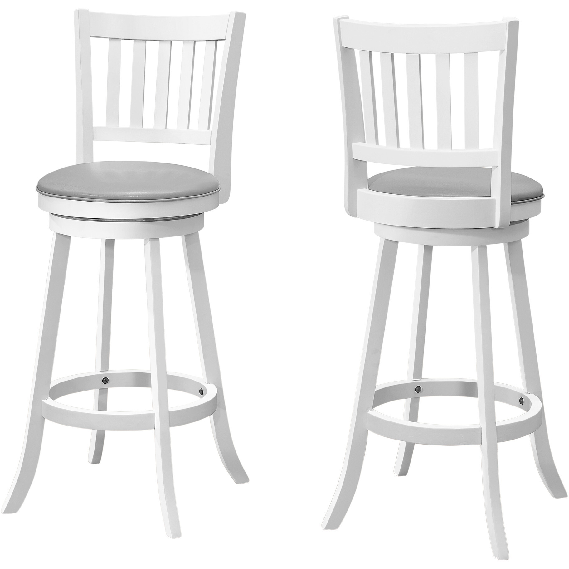 Set Of Two 44 Grey White Bar Height Swivel Full Back Bar Chairs