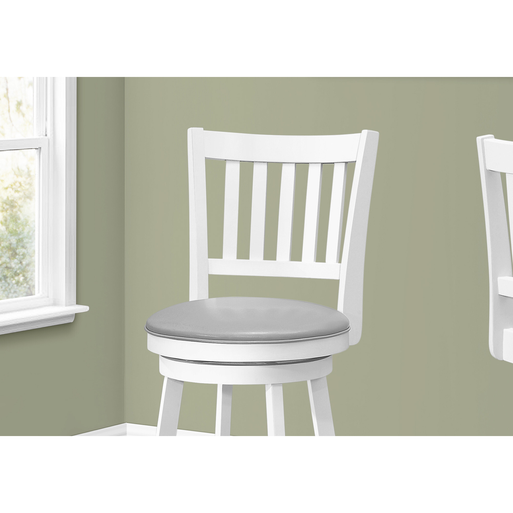 Set Of Two 44 Grey White Bar Height Swivel Full Back Bar Chairs