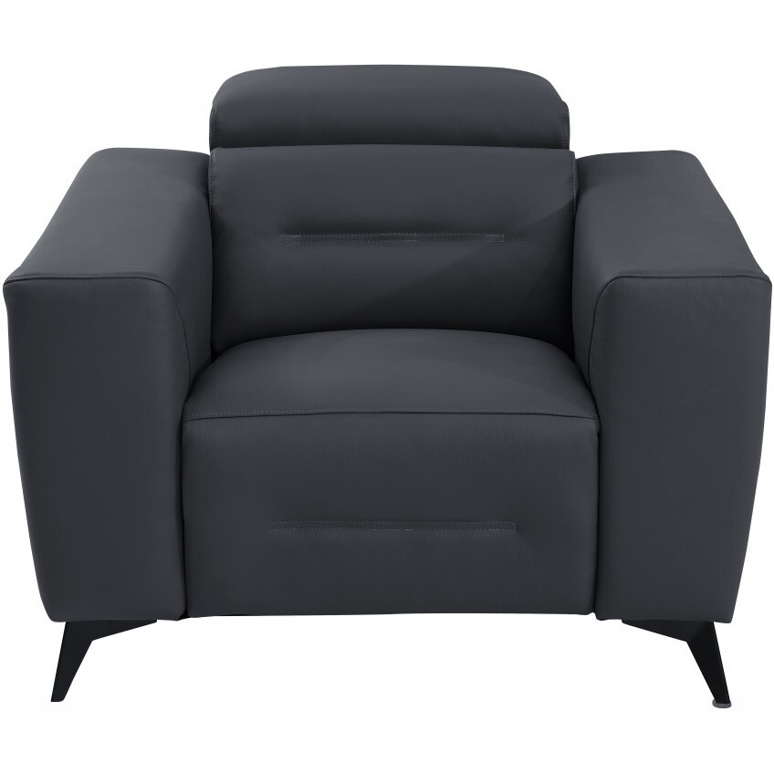 Three Piece Indoor Dark Gray Italian Leather Six Person Seating Set