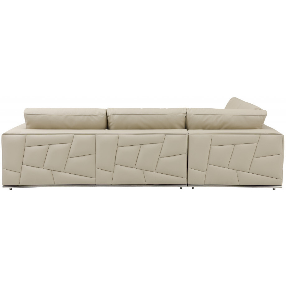 Beige Italian Leather Reclining L Shaped Two Piece Corner Sectional