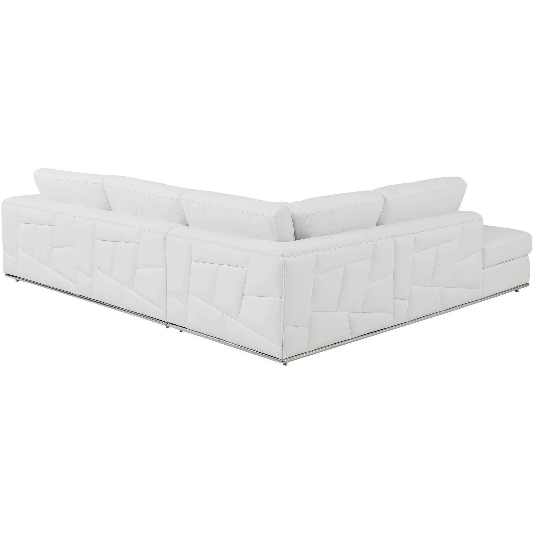 White Italian Leather Reclining L Shaped Two Piece Corner Sectional