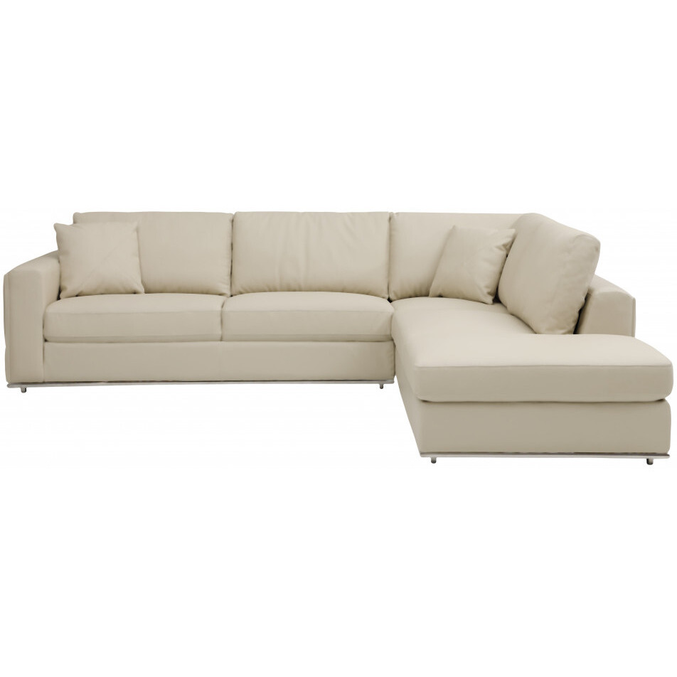 Beige Italian Leather Reclining L Shaped Two Piece Corner Sectional