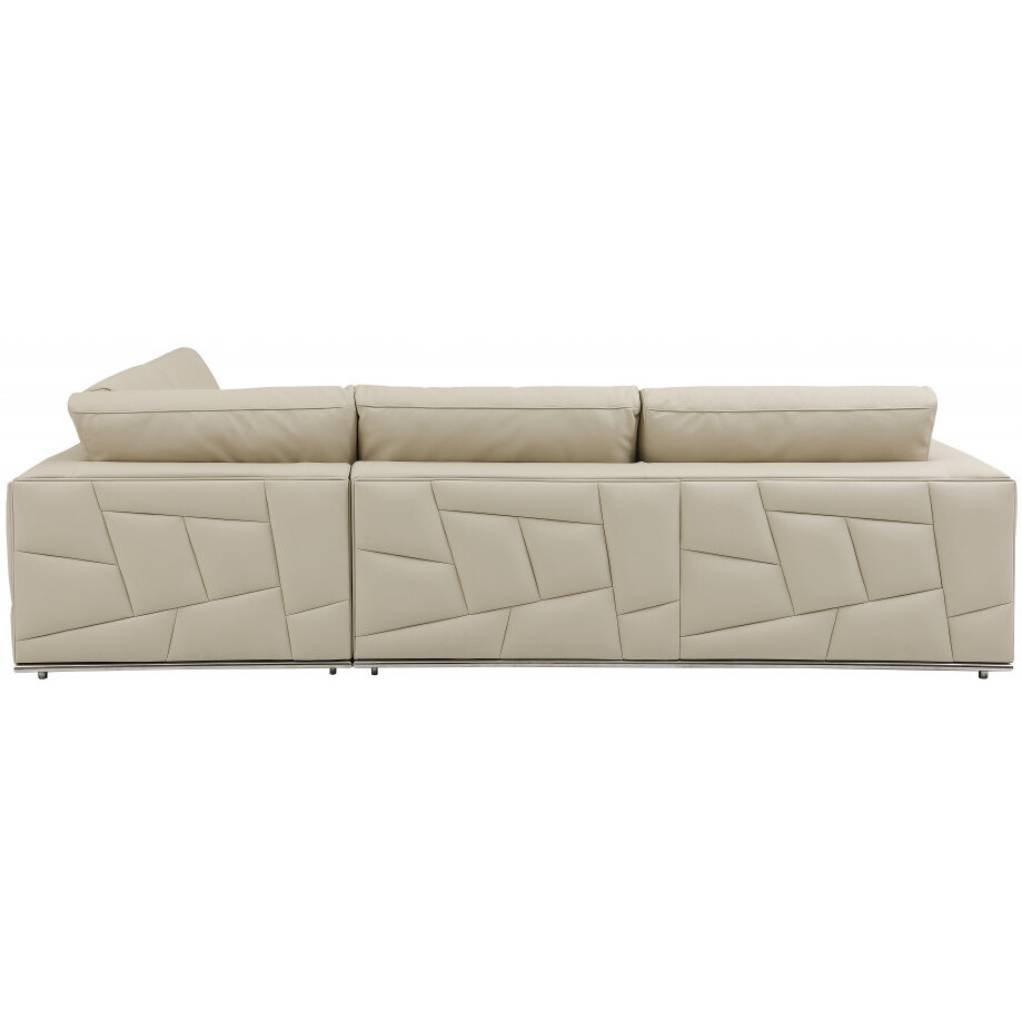 Beige Italian Leather Reclining L Shaped Two Piece Corner Sectional