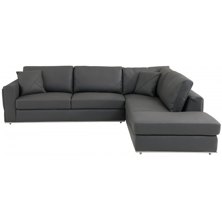 Dark Gray Italian Leather Reclining L Shaped Two Piece Corner Sectional
