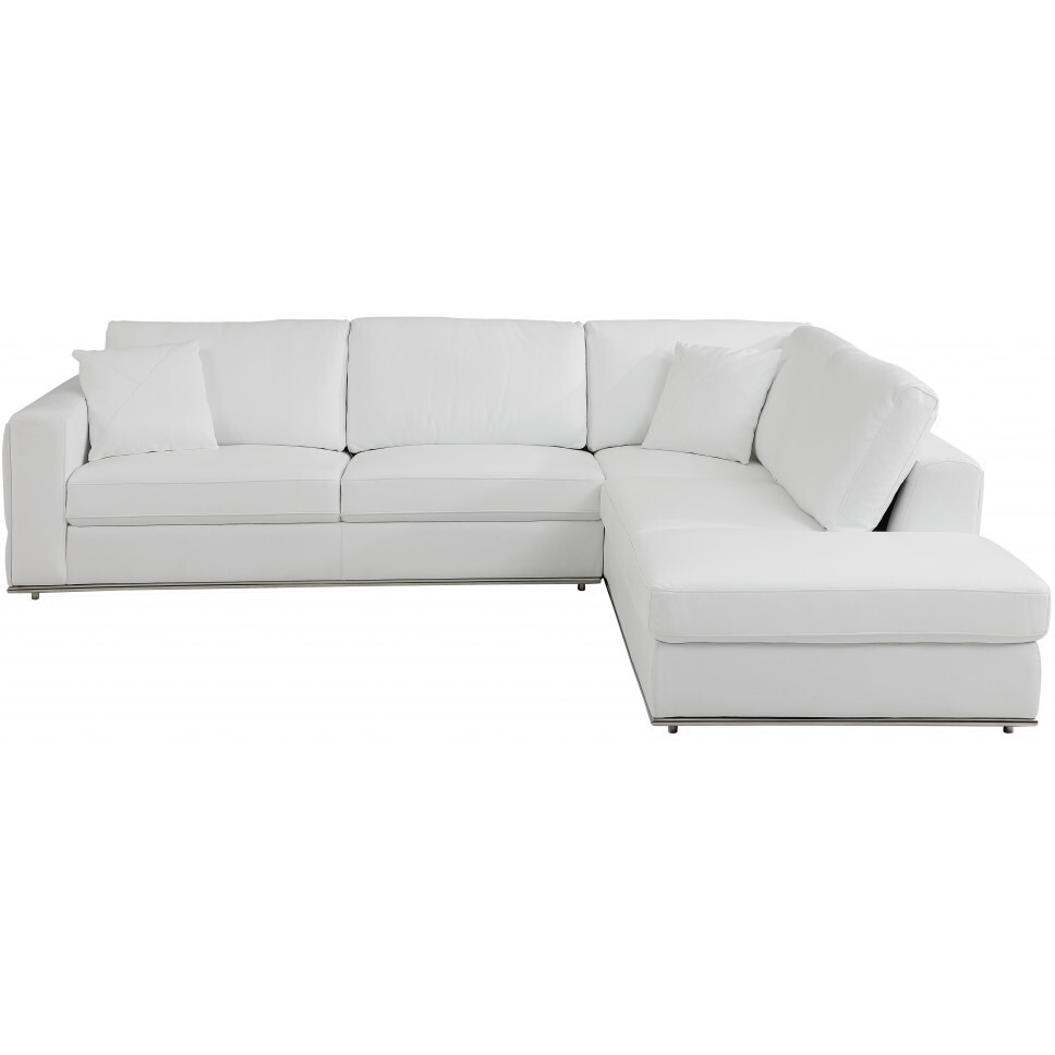 White Italian Leather Reclining L Shaped Two Piece Corner Sectional