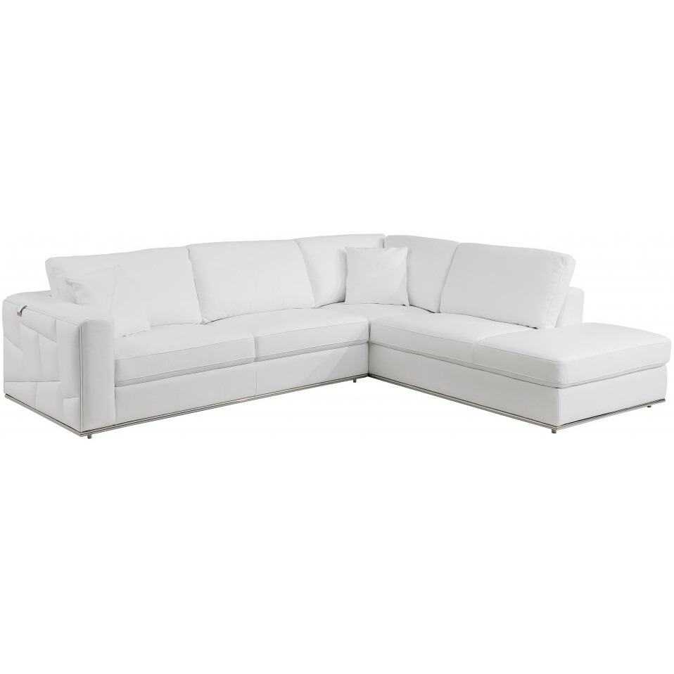 White Italian Leather Reclining L Shaped Two Piece Corner Sectional