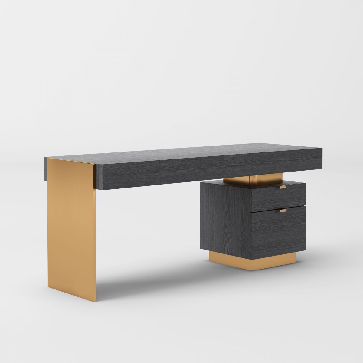 63 Grey Elm Manufactured Wood Rectangular Writing Desk With Four Drawers