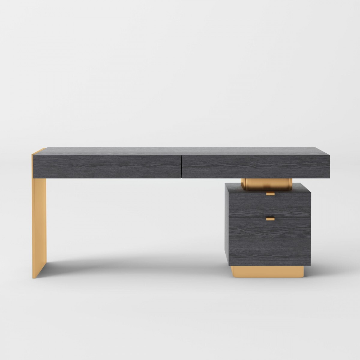 63 Grey Elm Manufactured Wood Rectangular Writing Desk With Four Drawers