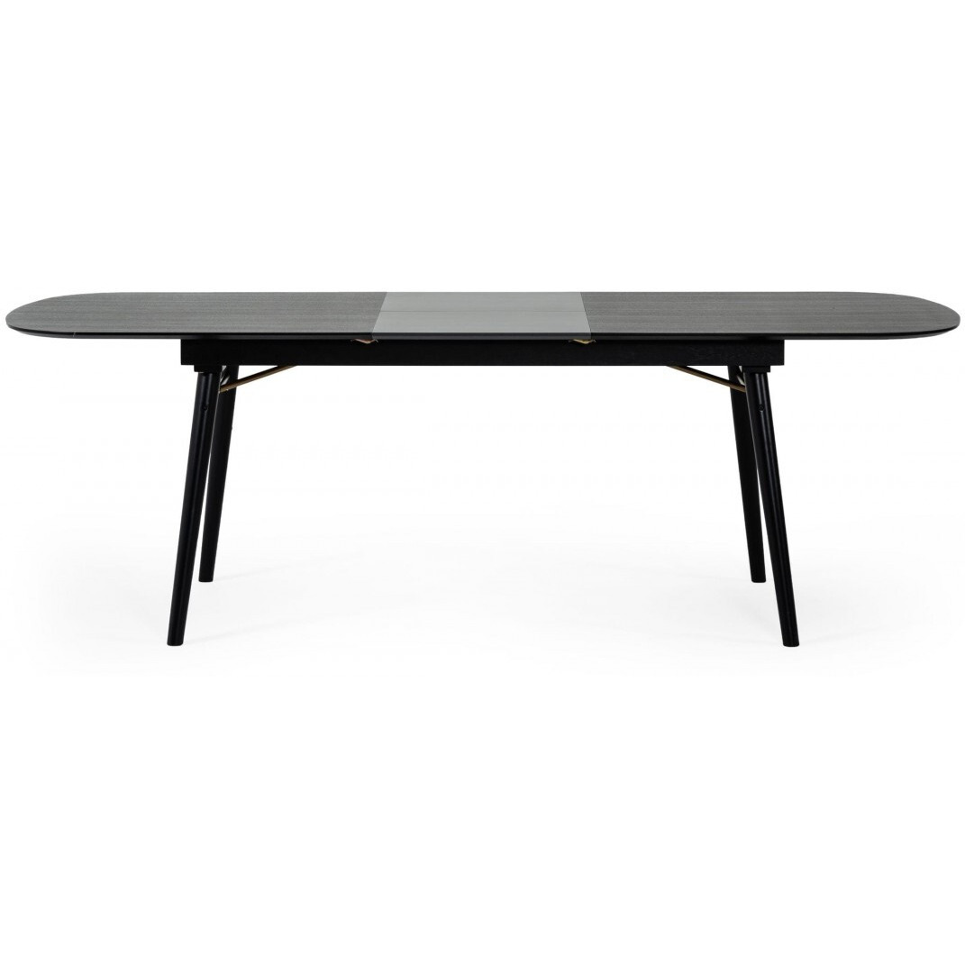 71 Black Rectangular Manufactured Wood Butterfly Leaf Dining Table