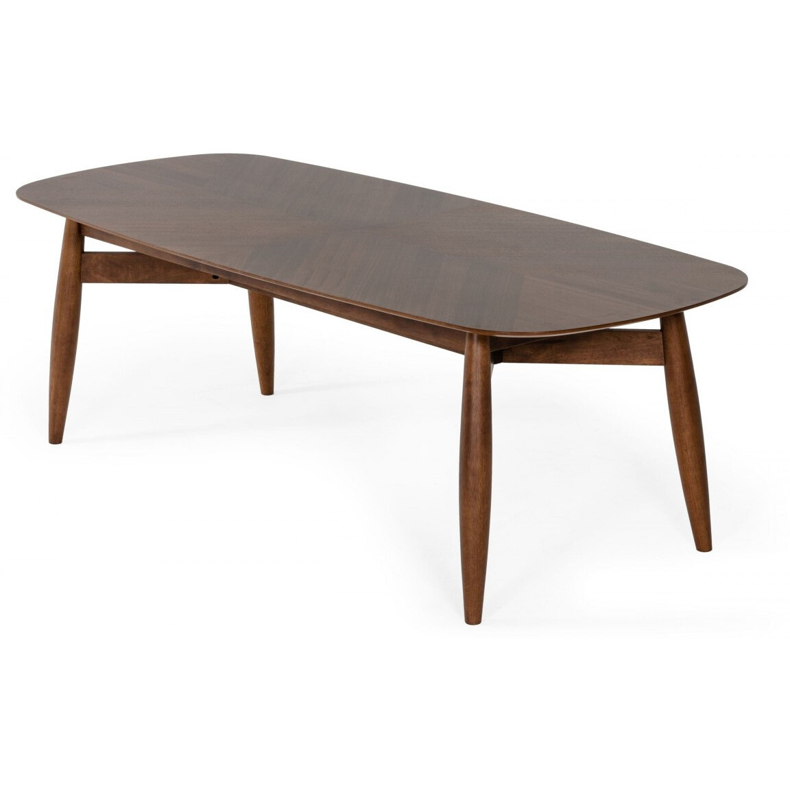 95 Walnut Rounded Rectangular Solid Wood Dining Table